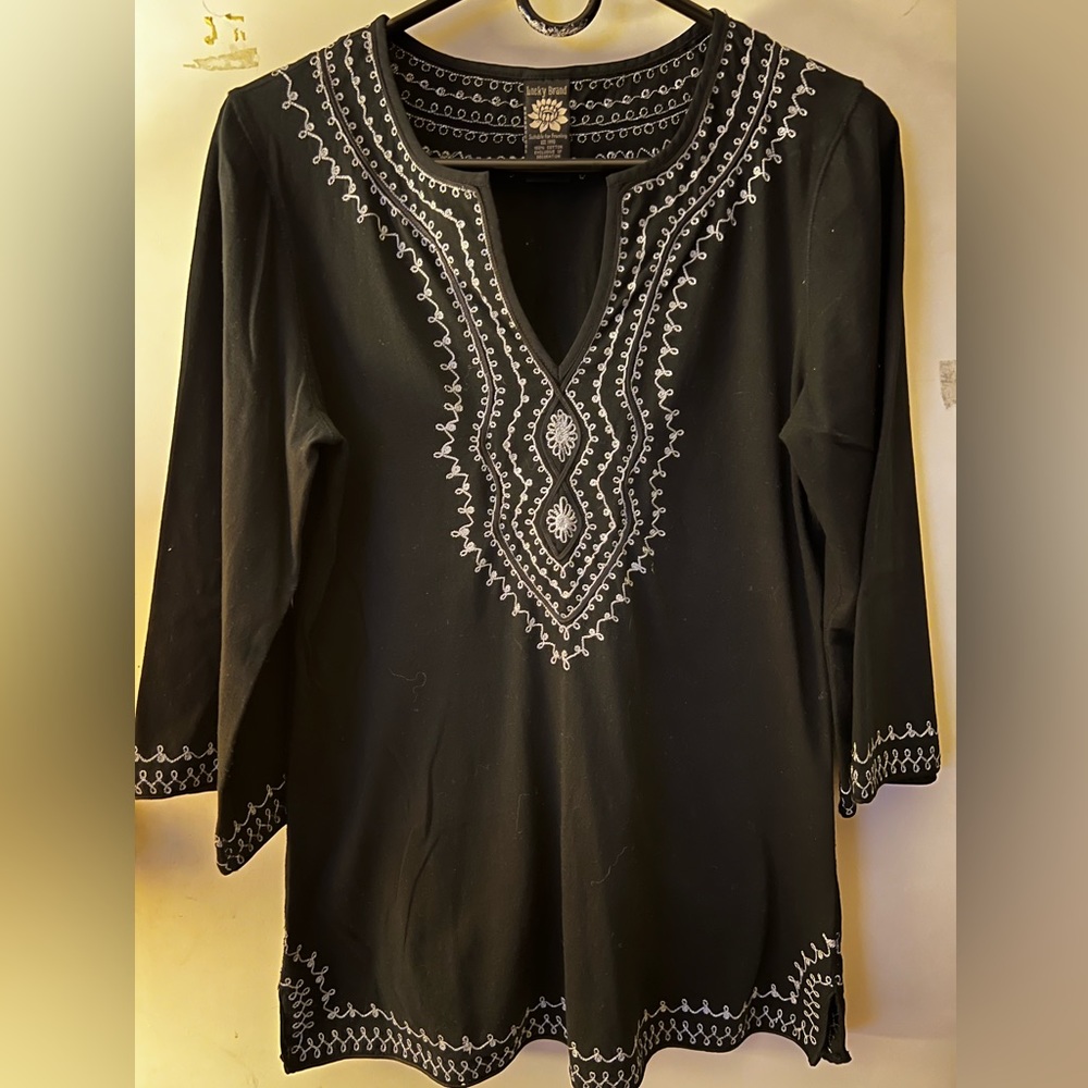 Gently worn, Lucky Brand black tunic.
